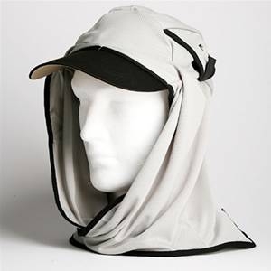 日焼け防止・UVカットする帽子、紫外線保護指数UPF50+【フリルネックU.T.E. ポリエステルマイクロメッシュ】(ライトグレー/ブラック)の写真