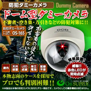 【防犯用ダミーカメラ 屋外】ドーム型 （アイボリー） オンサプライ（OS-165） - 拡大画像