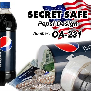 【隠し金庫】 ペットボトル型 セーフティボックス 『SECRET SAFE シークレットセーフ』(OA-231) Pepsi アメリカン雑貨 米国直輸入 貴重品の保管 収納 タンス貯金 へそくり 防犯 スパイグッズ - 拡大画像