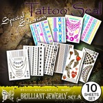 タトゥーシールスペシャルアソートNo.007 『BRILLIANT JEWERLY set.A(GM-007)』 人気のデザインを10種類セレクト