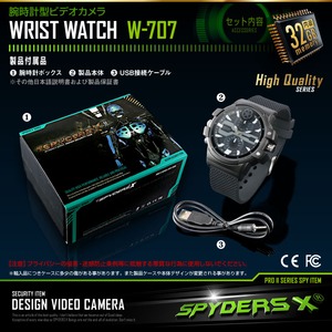 【防犯用】【超小型カメラ】【小型ビデオカメラ】 腕時計型 スパイカメラ スパイダーズX (W-707) 2.3K 60FPS 32GB内蔵 商品写真2