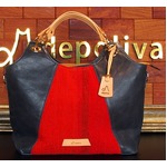 depoliva（デポリーバ）オリジナル定番コンパクトワイド2wayバッグ　ネイビー×紅