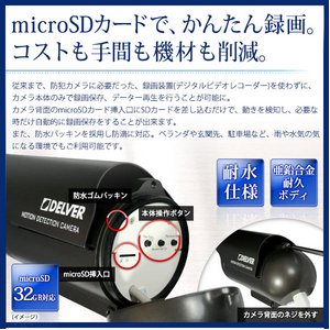 【microSDカード8GBセット】 デジタルレコーダー不要 赤外線搭載/防滴仕様　モーションサーチ防犯カメラ