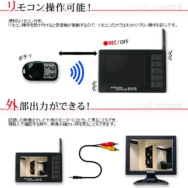 ボタン型スパイカメラ＆液晶付きワイヤレス受信機セット