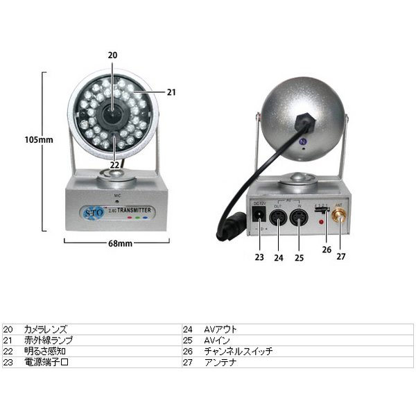 超小型ビデオカメラ 赤外線カメラ＆ワイヤレス受信モニターセット（KS638M-CM812）のポイント5