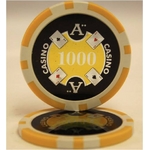 Ｑｕａｔｔｒｏ　Ａｓｓｉ（クアトロ・アッシー）ポーカーチップ（1000）黄　＜２５枚セット＞
