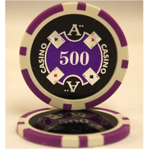 ＱｕａｔｔｒｏＡｓｓｉ（クアトロアッシー）ポーカーチップ（500）青紫＜２５枚セット＞ - 拡大画像