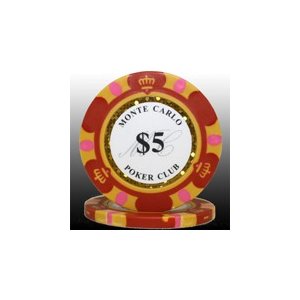 MONTECARLO モンテカルロ・ポーカーチップ＜５＞赤 ２５枚セット - 拡大画像