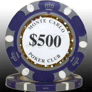MONTECARLO モンテカルロ・ポーカーチップ＜500＞青紫 ２５枚セット - 拡大画像