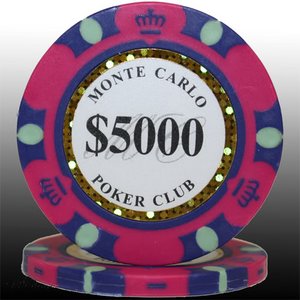 MONTECARLO モンテカルロ・ポーカーチップ＜5000＞桃 ２５枚セット - 拡大画像