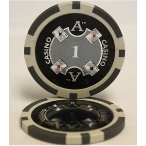 Ｑｕａｔｔｒｏ　Ａｓｓｉ（クアトロ・アッシー）ポーカーチップ（1）白　＜２５枚セット＞ - 拡大画像