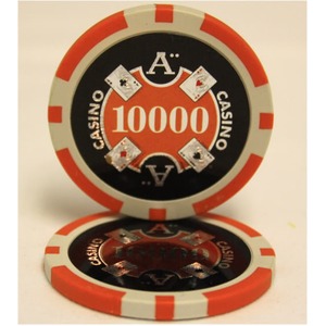 Ｑｕａｔｔｒｏ　Ａｓｓｉ（クアトロ・アッシー）ポーカーチップ（10000）橙　＜２５枚セット＞ - 拡大画像