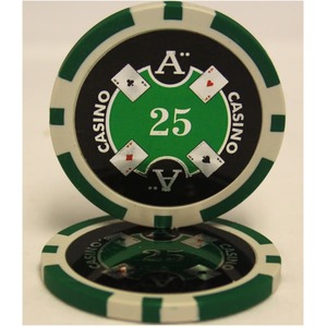 Quattro　Assi(クアトロ・アッシー)ポーカーチップ(25)緑　<25枚セット> 商品写真1