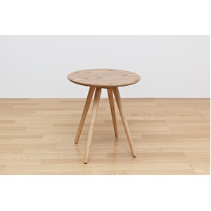 サイドテーブル(ラウンドテーブル) 【BAGLE 】 丸型/直径45cm 木製 北欧風 ナチュラル - 拡大画像
