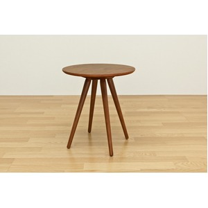 サイドテーブル(ラウンドテーブル) 【BAGLE 】 丸型/直径45cm 木製 北欧風 ウォールナット - 拡大画像