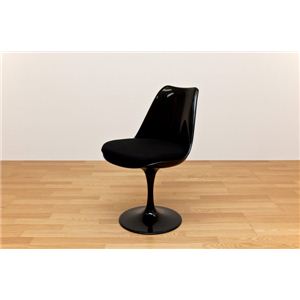 ダイニングチェア (Tulip Chair/チューリップチェア) 高さ79cm ABS樹脂シート/布張り BK＆BK(本体黒・クッション黒)  - 拡大画像