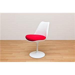ダイニングチェア (Tulip Chair/チューリップチェア) 高さ79cm ABS樹脂シート/布張り WH＆RD(本体白・クッション赤)  - 拡大画像