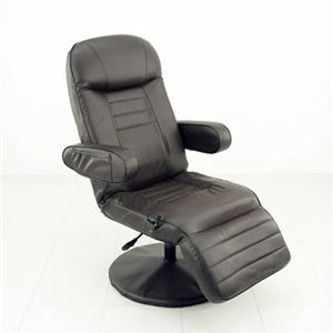 昇降式リクライニングチェア フット付 昇降式リクライニング ブラウン - 拡大画像