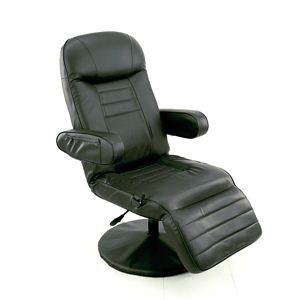 昇降式リクライニングチェア フット付 昇降式リクライニング ブラック - 拡大画像