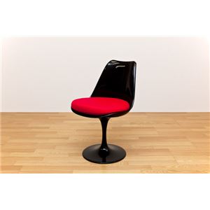 ダイニングチェア (Tulip Chair/チューリップチェア) 高さ79cm ABS樹脂シート/布張り BK＆RD(本体黒・クッション赤)  - 拡大画像
