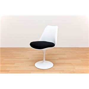 ダイニングチェア (Tulip Chair/チューリップチェア) 高さ79cm ABS樹脂シート/布張り WH＆BK(本体白/クッション黒)  - 拡大画像