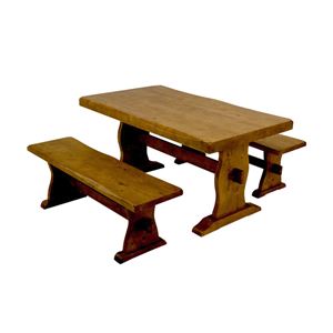 浮造りダイニングテーブル(テーブル単品) 【幅135cm】 木製(松/パイン) 木目調 アジャスター付き - 拡大画像