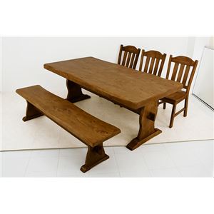 浮造りダイニングテーブル(テーブル単品) 【幅180cm】 木製(松/パイン) 木目調 アジャスター付き - 拡大画像