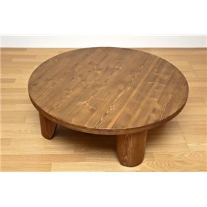 浮造りセンターテーブル/折りたたみローテーブル 【丸型/直径100cm】 木製 - 拡大画像