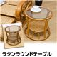 ラタンラウンドテーブル(サイドテーブル) 強化ガラス製 棚付き ハニー 【完成品】