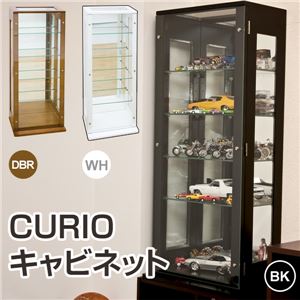 キャビネット/コレクションケース(CURIO) 木製/強化ガラス 幅43.5cm 高さ調節可 ブラック(黒) - 拡大画像