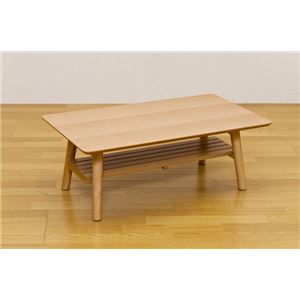 折りたたみローテーブル/棚付きフォールディングテーブル(JADE) 【90cm×50cm】 木製 ビーチ - 拡大画像