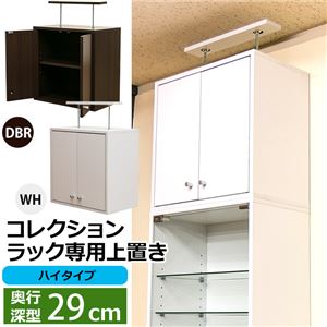 コレクションラック/収納棚 【深型専用上置き】 ハイタイプ 可動棚1枚付き 5段階調節可 ホワイト(白) - 拡大画像