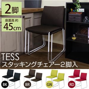 スタッキングチェア/ダイニングチェア 【同色2脚セット】 ブラック 『TESS』 張地：ファブリック生地 スチール脚 【完成品】