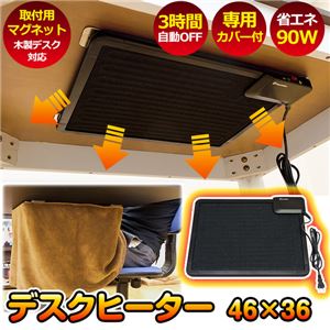 デスクヒーター(パネルヒーター/暖房器具) 46cm×36cm 3時間自動オフタイマー/専用カバー付き