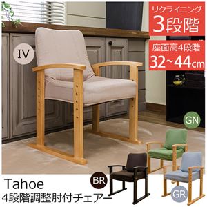 肘付きリクライニングチェア 【グリーン】 座面高:4段階調整可 『Tahoe』 天然木フレーム 商品画像