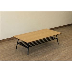 棚付き折れ脚テーブル Luster 120 オーク（OAK）