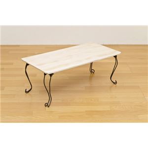 折れ脚テーブル/折りたたみローテーブル 【長方形 幅80cm】 ホワイト 猫足 角型 【完成品】 商品画像