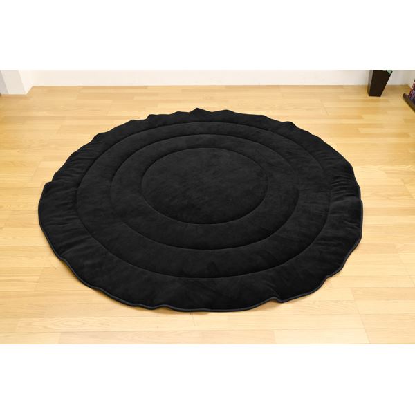 リバーシブル こたつ掛け布団 布団単品 【円形 直径 80cm用 ブラック/グレー】 ポリエステル100%