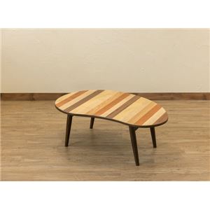 ミックスウッド ビーンズ型ローテーブル/折りたたみテーブル 【幅90cm】 ブラウン 木製 【完成品】 商品画像