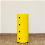 多用途 ラウンドチェスト/キッチン収納 【4段 イエロー】 幅32cm 重さ5.5kg 扉付 ABS樹脂 『コンポニビリ』 〔台所 ダイニング〕