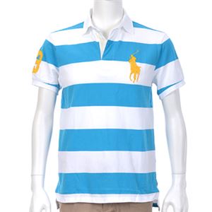 Ralph Lauren（ラルフローレン） MNBLKNIM1A10011／B35BLU STRIPE／M ポロシャツ半袖