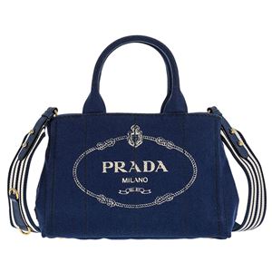 Prada （プラダ） 1BG439 CANAPA ROO／BLUETTE／TALC 手提げバッグ