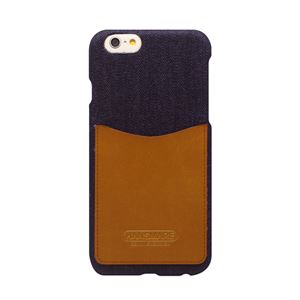 iPhone6s/6 ケース HANSMARE Leather Pocket Bar（ハンスマレ レザーポケットバー）アイフォン カバー（Bar jeans camel） - 拡大画像