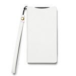 【Xperia Z2】Zenus Prestige Minimal Diary （プレステージミニマルダイアリー） サフィアーノ革 ボタンなし スタンド機能付 ストラップ付（white）