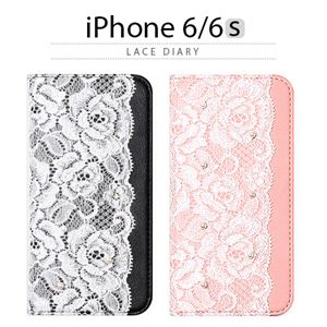abbi iPhone6/6S Lace Diary ピンク - 拡大画像