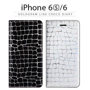 GAZE iPhone6/6S Hologram Line Croco Diary ブラック - 拡大画像