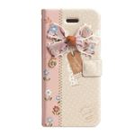 Happymori iPhone5/5s エンブロイダードリボンダイアリー ピンク