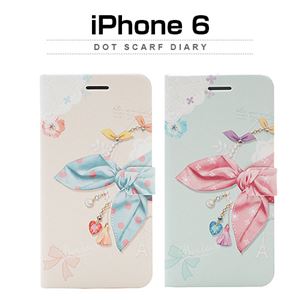 Happymori iPhone6 Dot Scarf Diary ブルースカーフ - 拡大画像