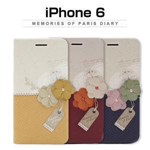 Happymori iPhone6 Memories of Paris Diary マスタード - 拡大画像