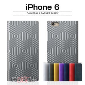 SLG Design iPhone6 D4 Metal Leather Diary ゴールド - 拡大画像